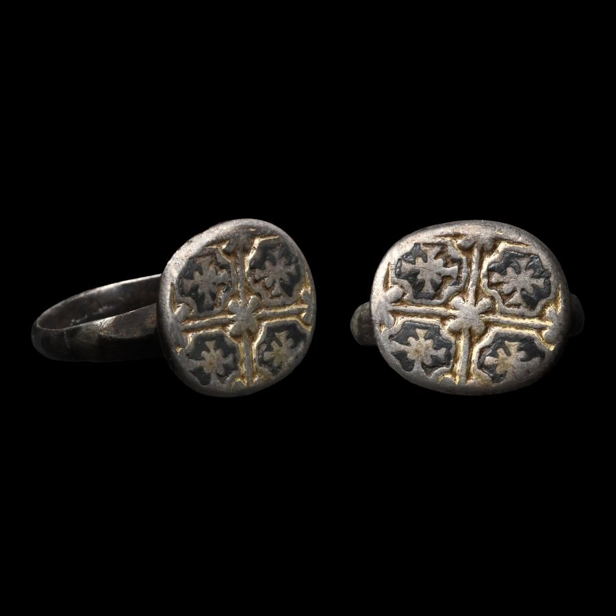 Medieval Crusader Period Silver Ring with Crosses