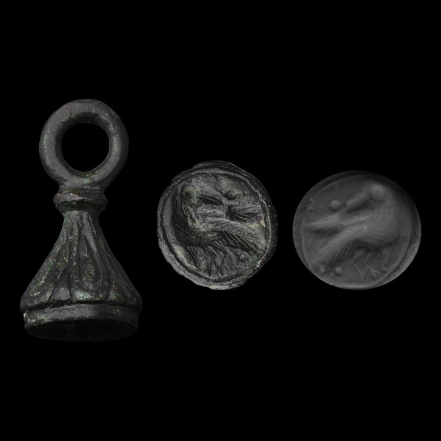 Byzantine Bronze Seal Matrix with Bird