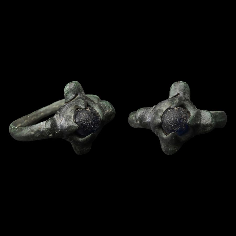 Migration Period Bronze Ring with Cabochon