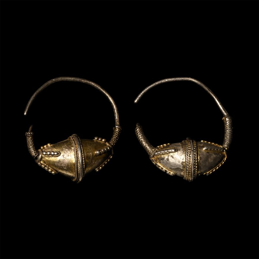 Byzantine Silver-Gilt Earring Pair