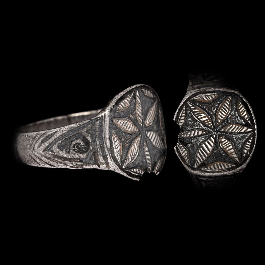 Medieval Silver Ring with Flower