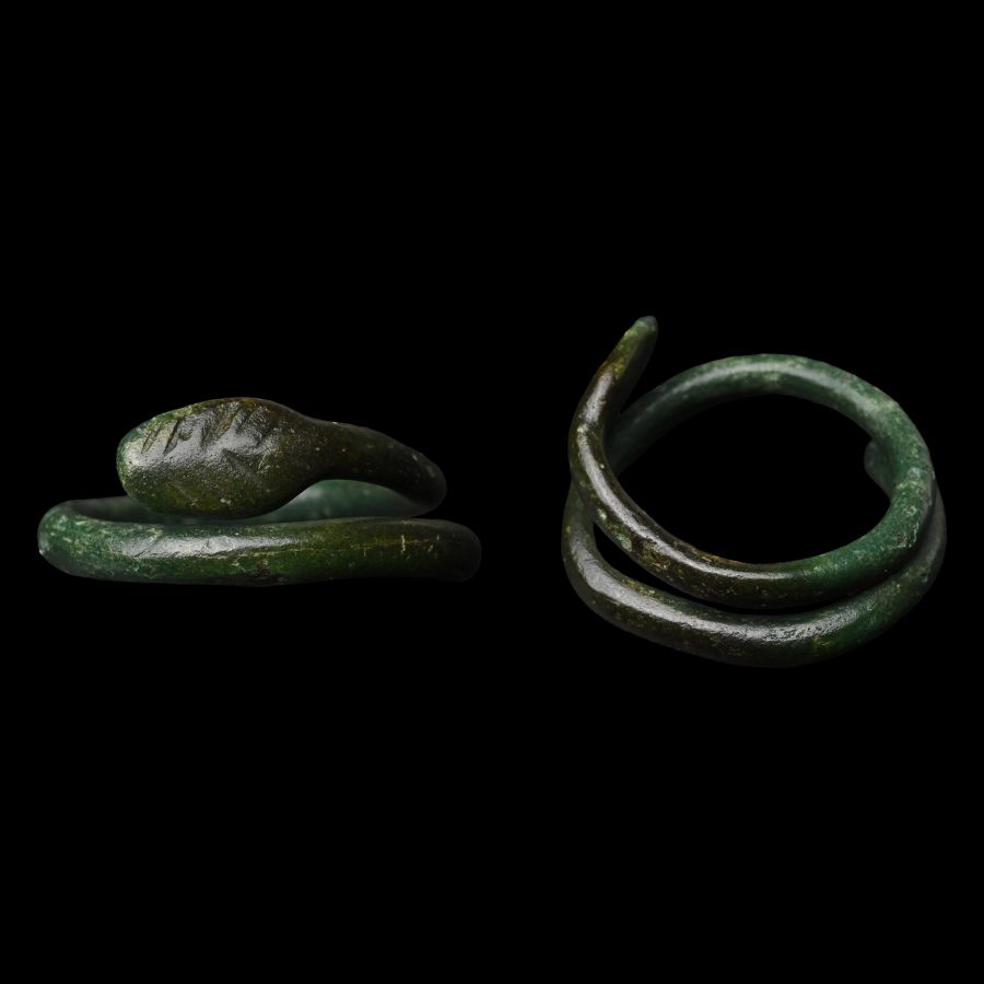 Romano-Egyptian Bronze Snake Ring