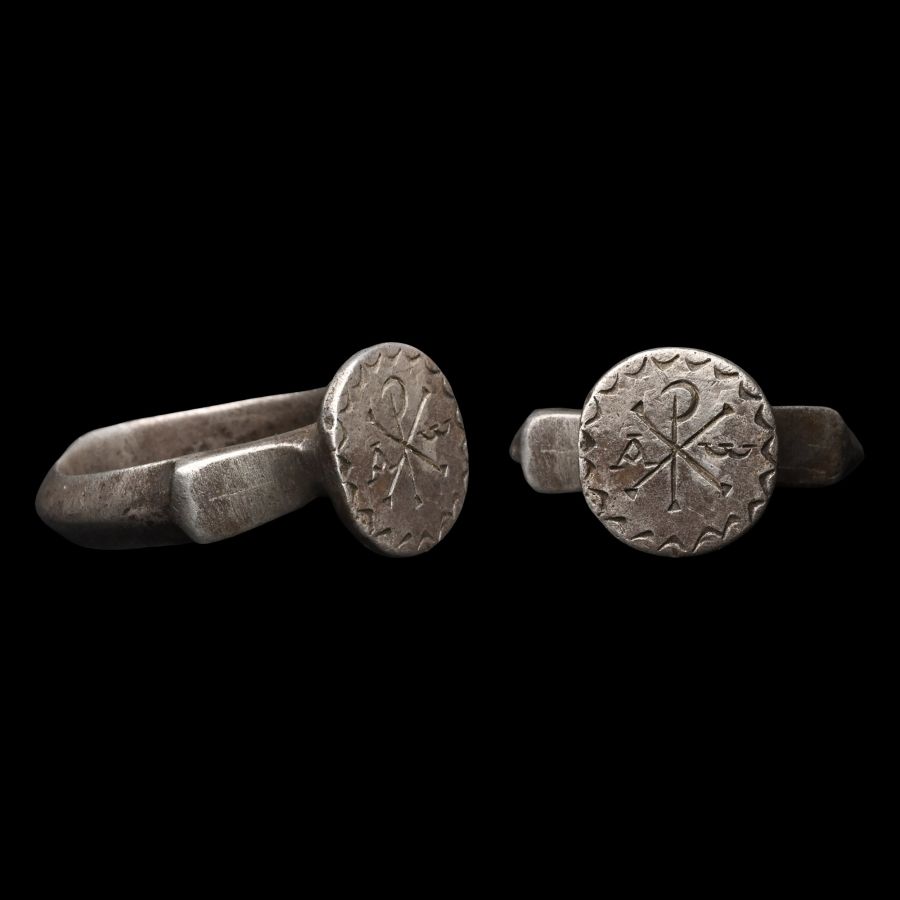 Medieval Silver Ring with Chi Rho