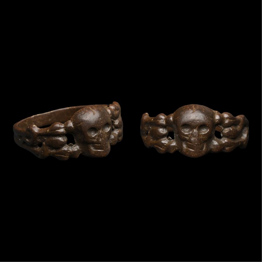 Post Medieval Bronze Skull Ring