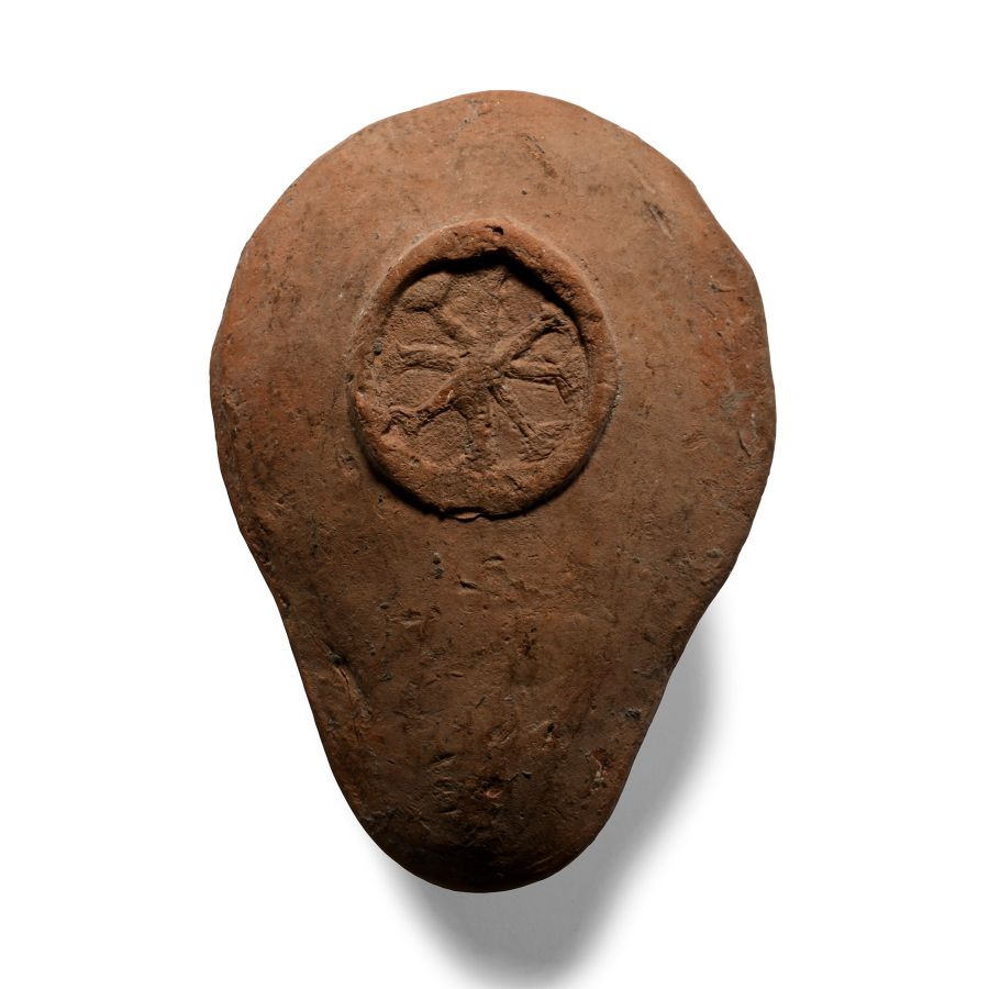 Byzantine Terracotta Oil Lamp with Berries and Foliage