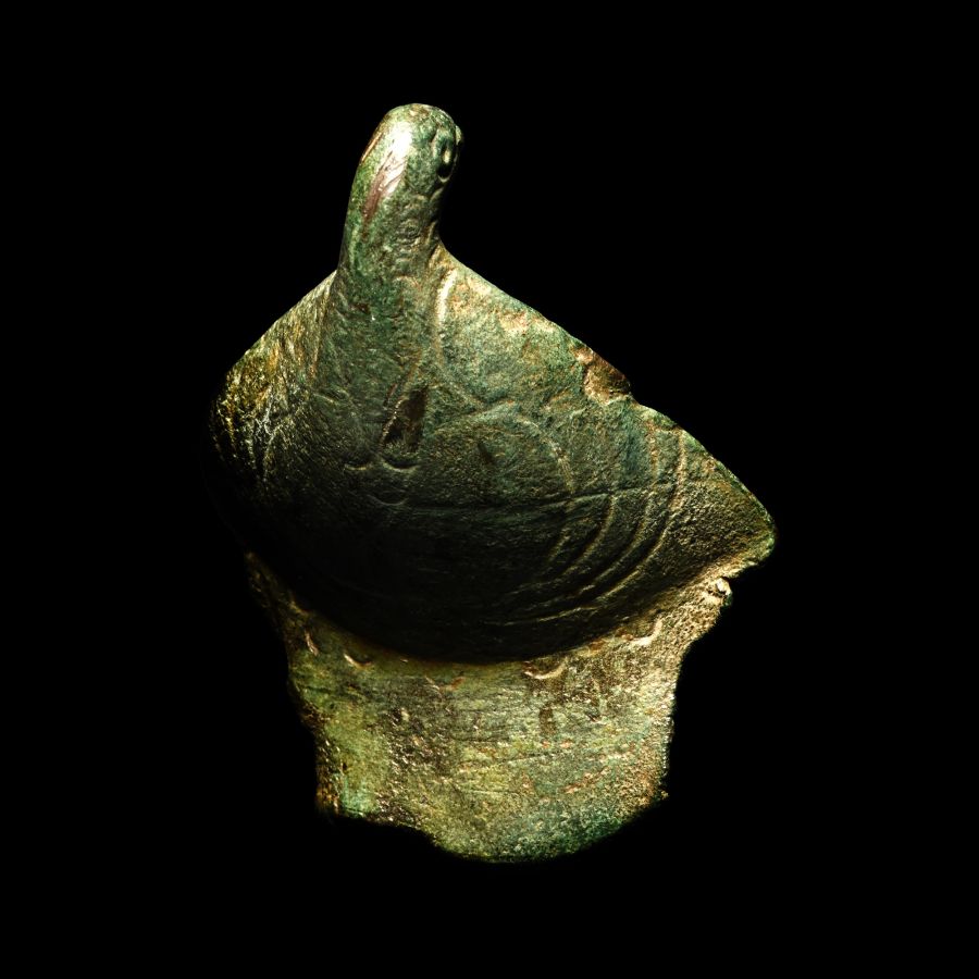Anglo-Saxon Bronze Bowl Mount in the Shape of a Bird