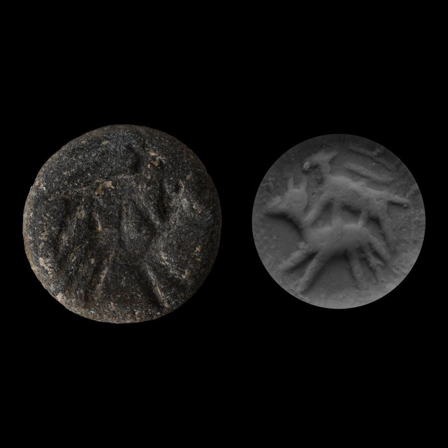 Western Asiatic Stone Stamp Seal with Mating Animals