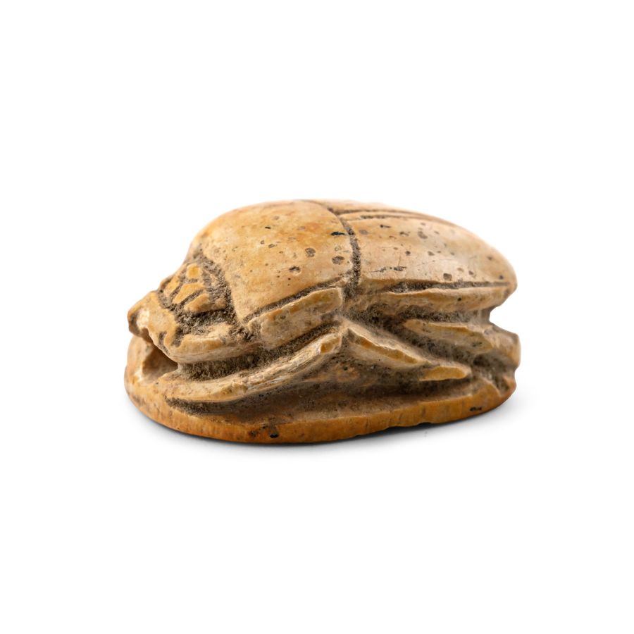 Egyptian Yellow Steatite Scarab with Cartouche