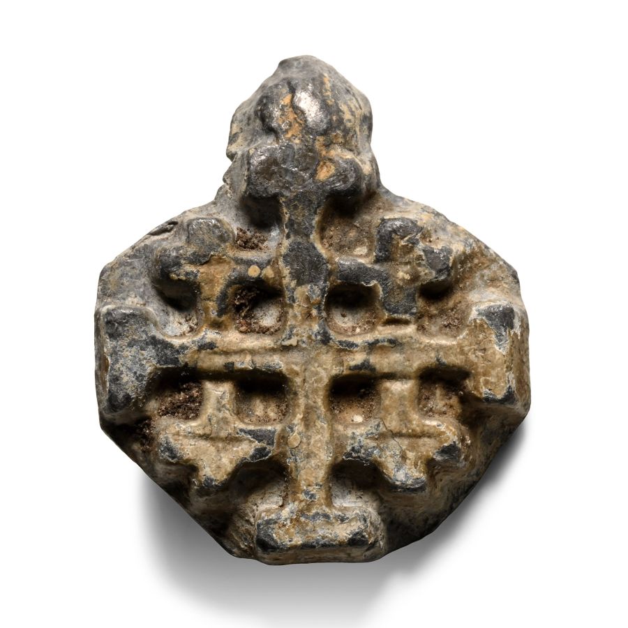 Medieval Bronze Jerusalem Cross Pilgrim's Pendant