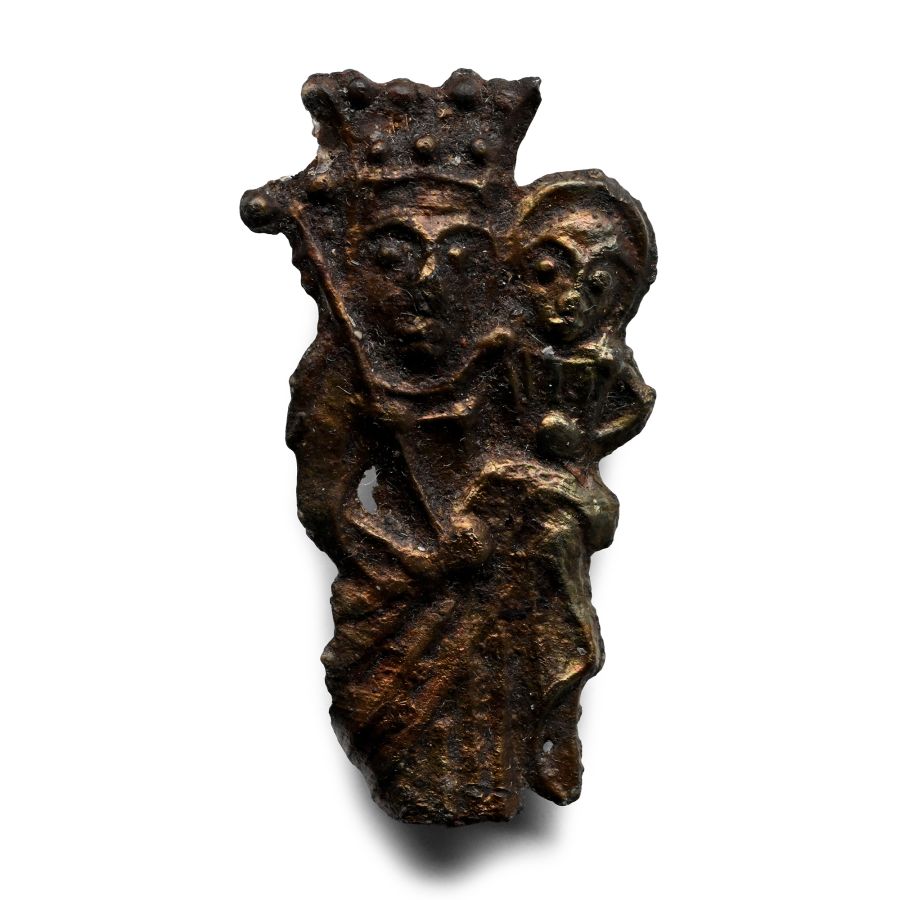 Medieval Pewter Pilgrim's Badge with Mary and Child