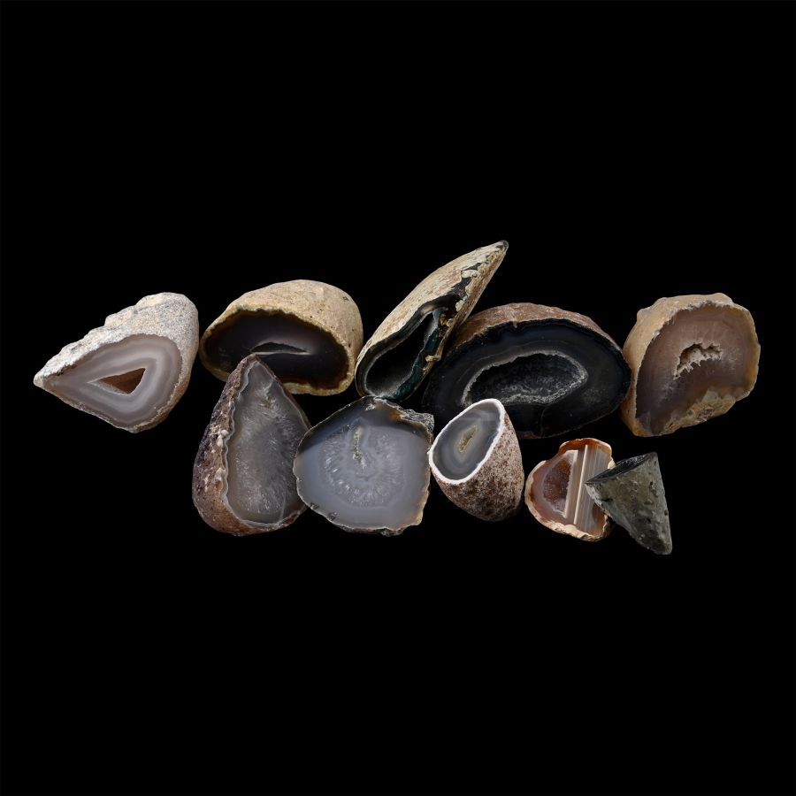 Mixed Cut and Polished Agate Half Geode Group [10]