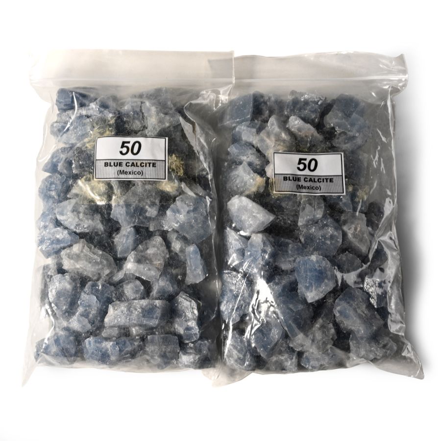 Group of One Hundred [100] Blue Calcite Mineral Specimens