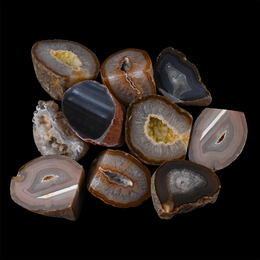 Collection of Ten [10] Cut and Polished Agate Geode Halves