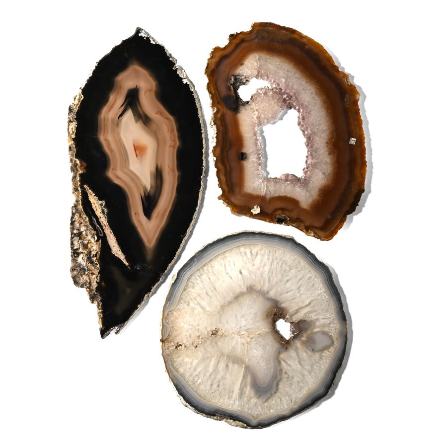 Large Cut and Polished Agate Geode Slice Group