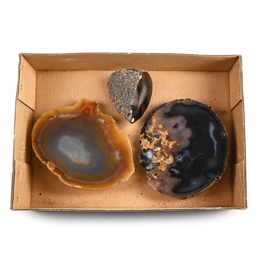 Collection of Three [3] Cut and Polished Agate Geode Ends