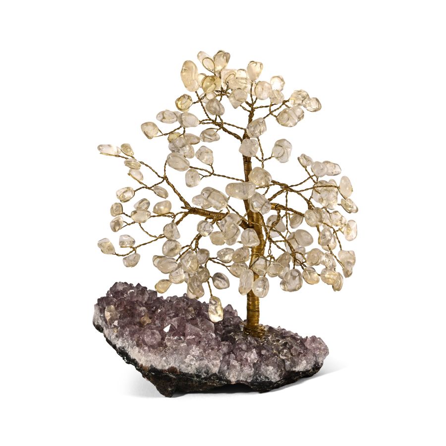 Quartz Gem Tree on Amethyst Crystal Geode Section