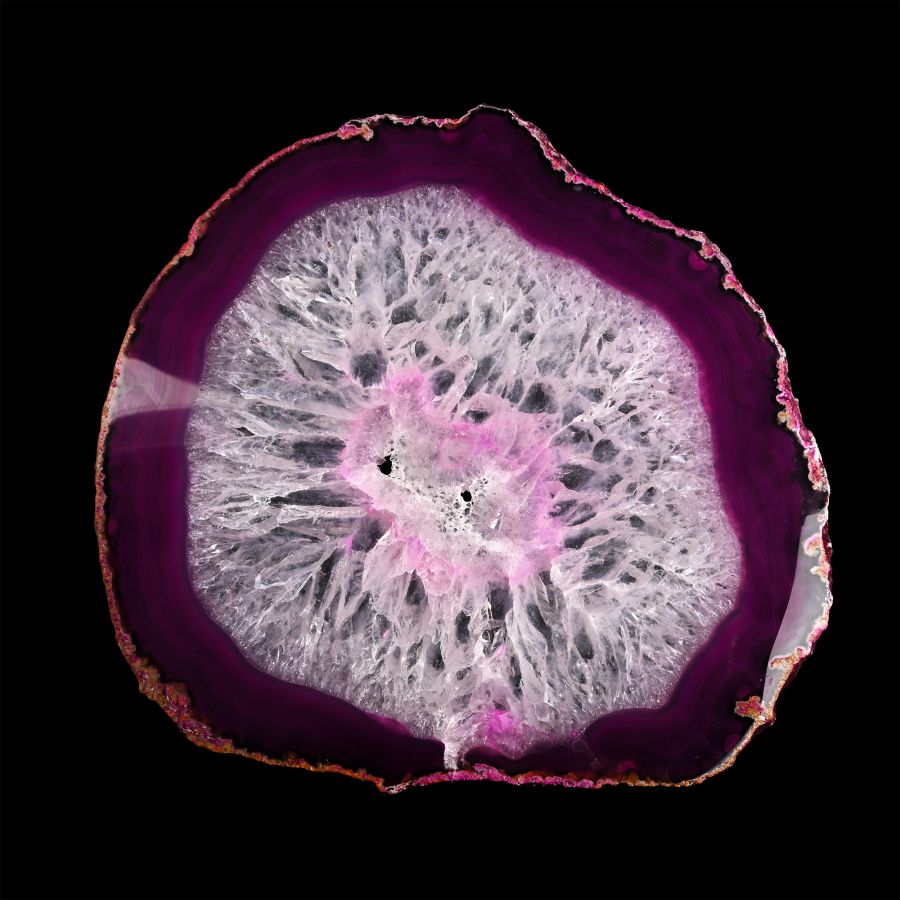Large Mauve Cut and Polished Agate and Rock Crystal Geode Slice
