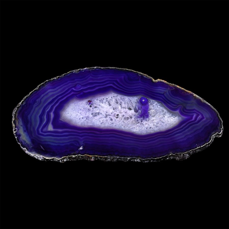 Large Purple Cut and Polished Agate and Quartz Crystal Geode Slice