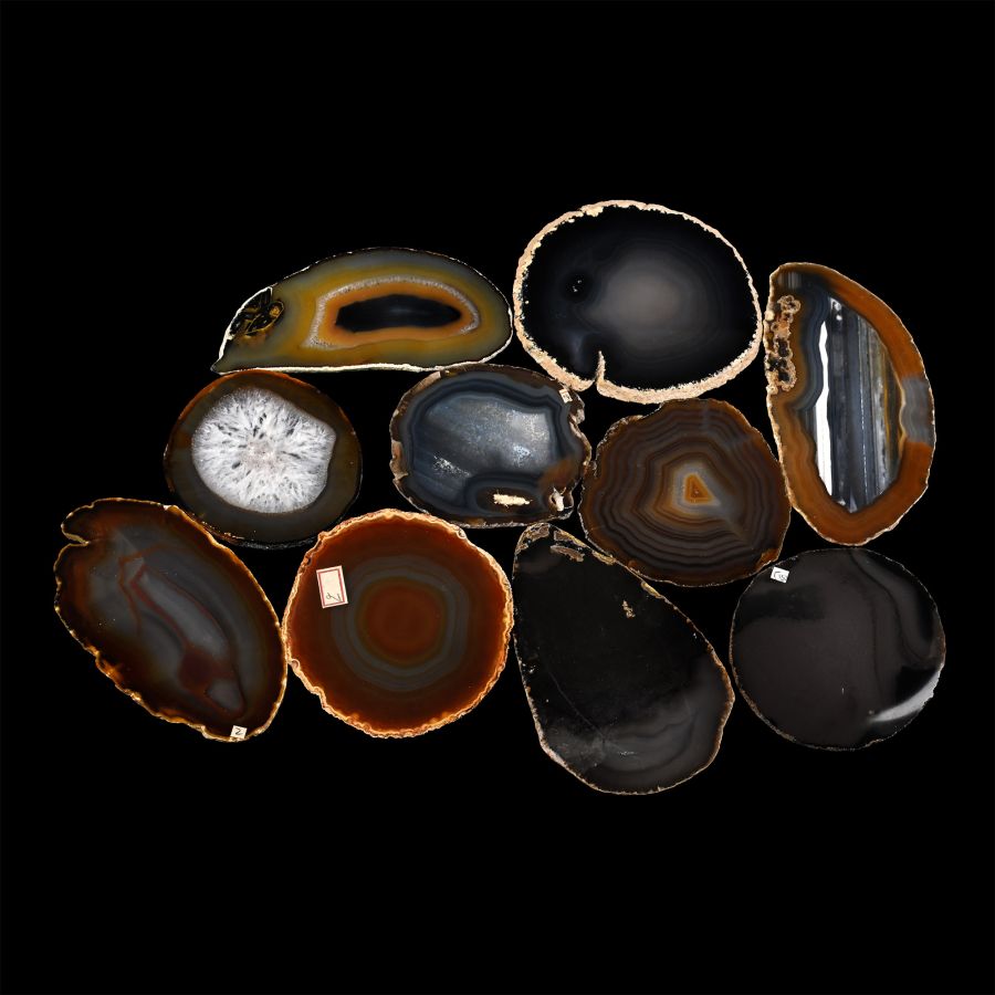 Group of Ten [10] Cut and Polished Agate Geode Slices
