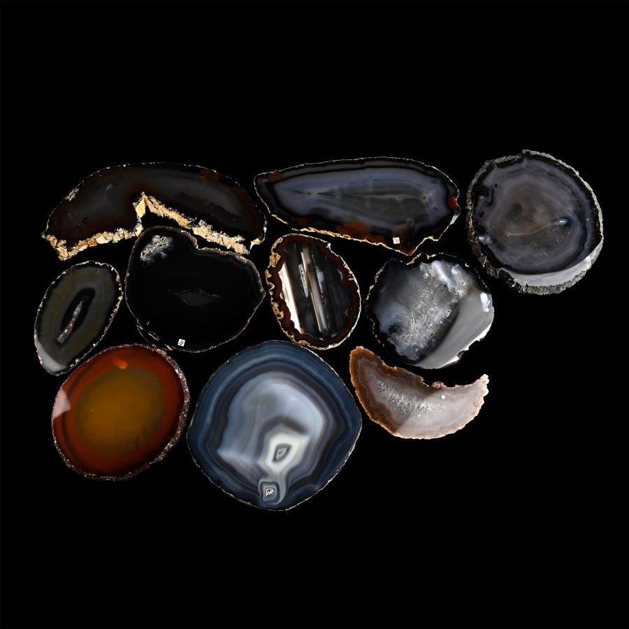 Collection of Ten [10] Cut and Polished Agate Geode Slices