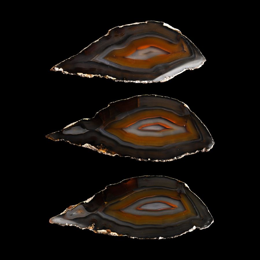Set of Three [3] Cut and Polished 'Eye' Agate Geode Slices