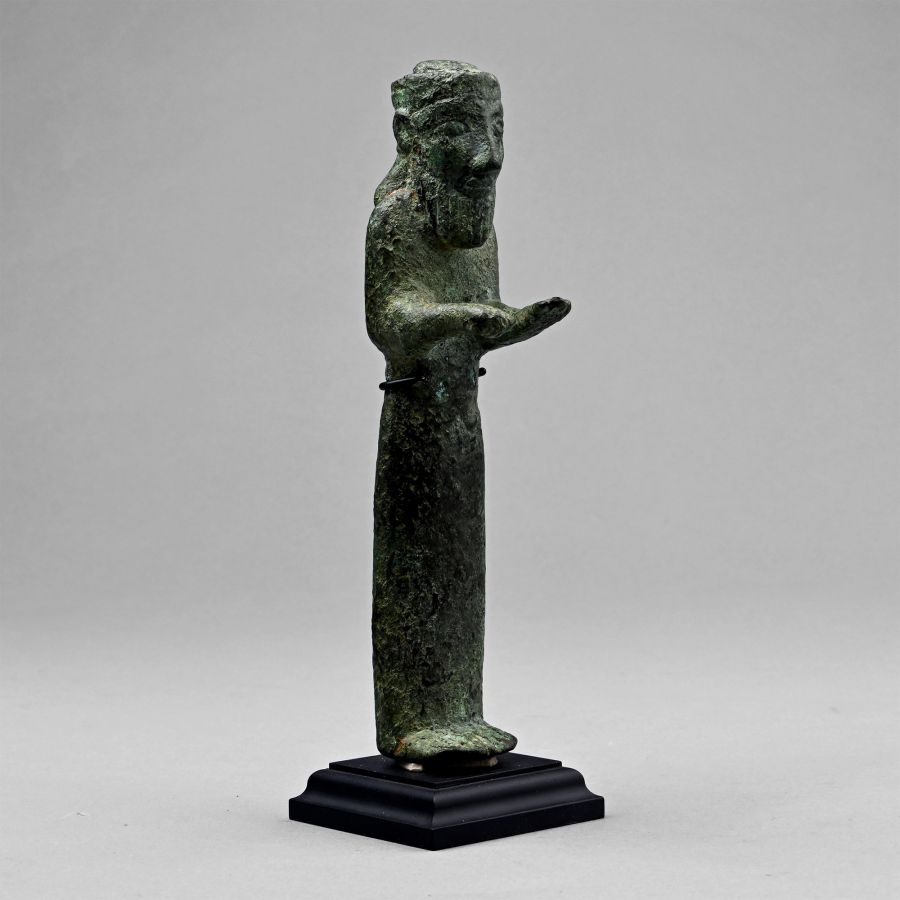 Old Babylonian Tall Copper Statuette of a Priest