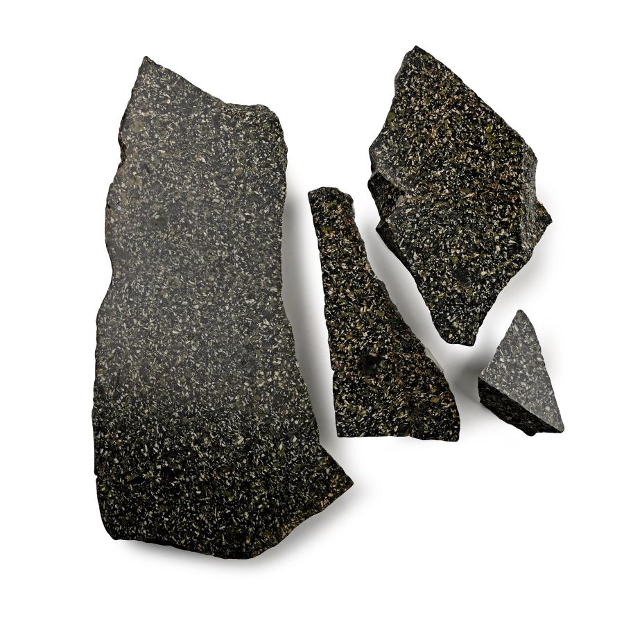 Historic Spartan Basalt Cut and Polished Dark Green Porphyry Fragment Group
