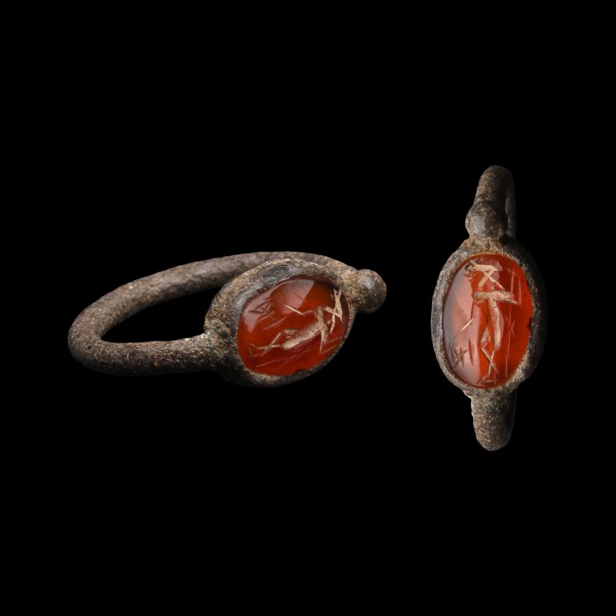 Sasanian Silver Ring with Standing Figure Gemstone
