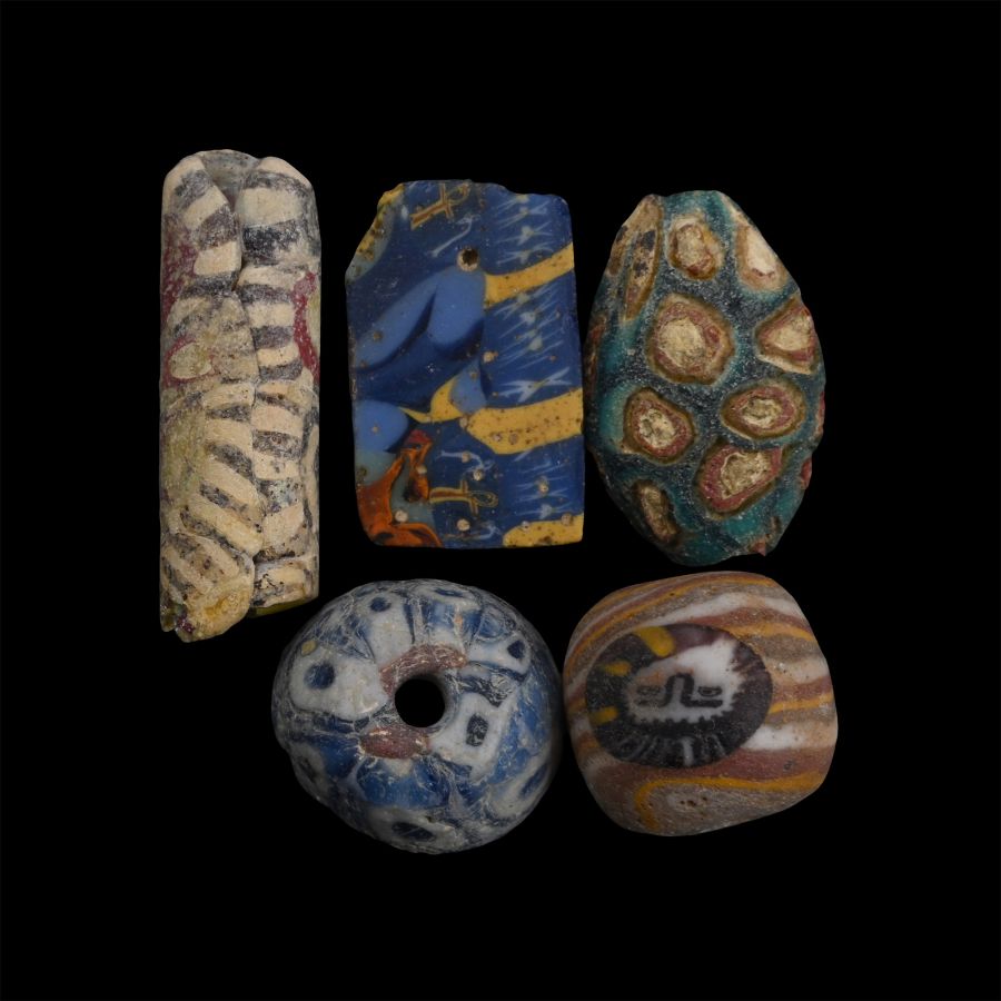 Roman Millefiori Glass Bead and Inlay Group