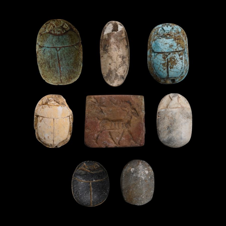 Egyptian Stone Scarab and Amulet Collection