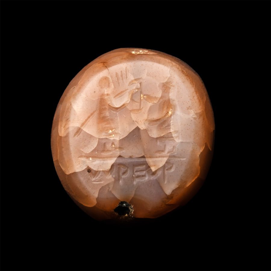 Eastern Roman Agate Amuletic Seal with Inscription