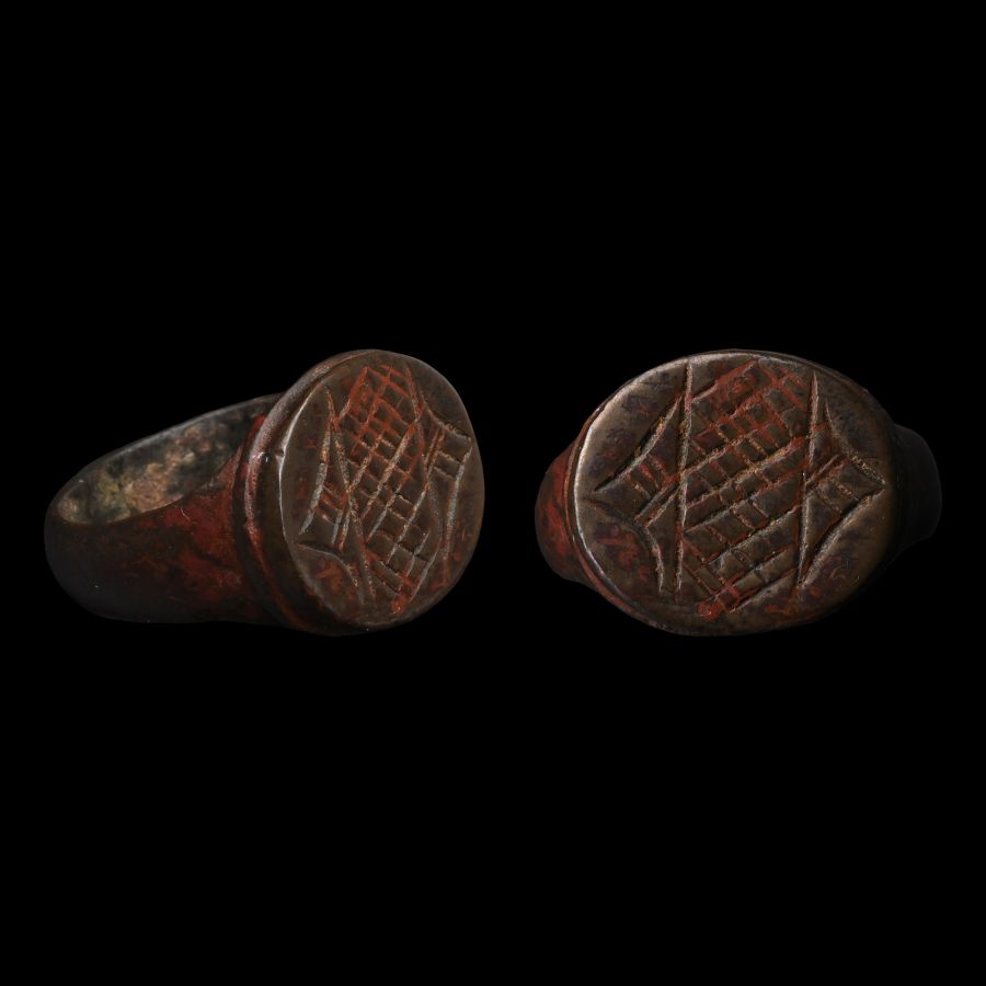 Byzantine Bronze Ring with Hatched Design