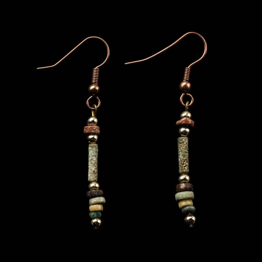 Egyptian Mummy Bead Earring Pair