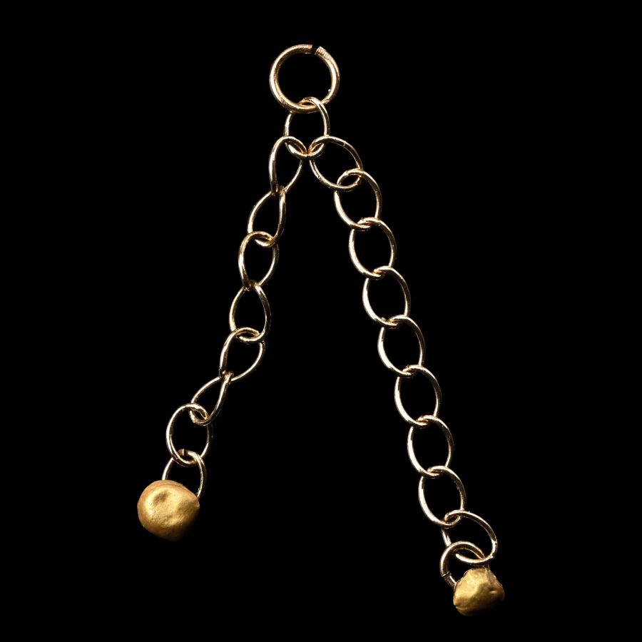 Eastern Roman Gold Pendant Bead Pair on Chain