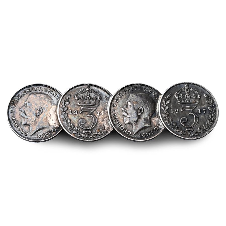 George V Silver Coin Pin Brooch