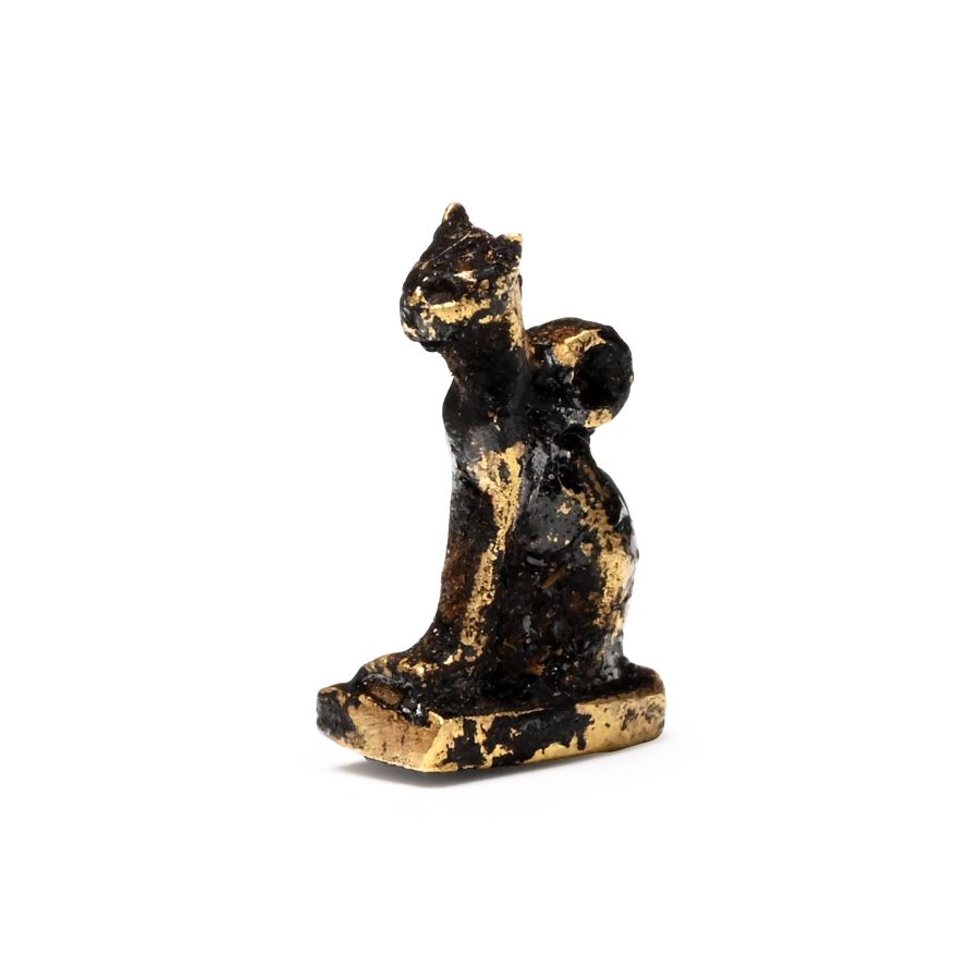 Egyptian Gold Bastet Seated Cat Amulet