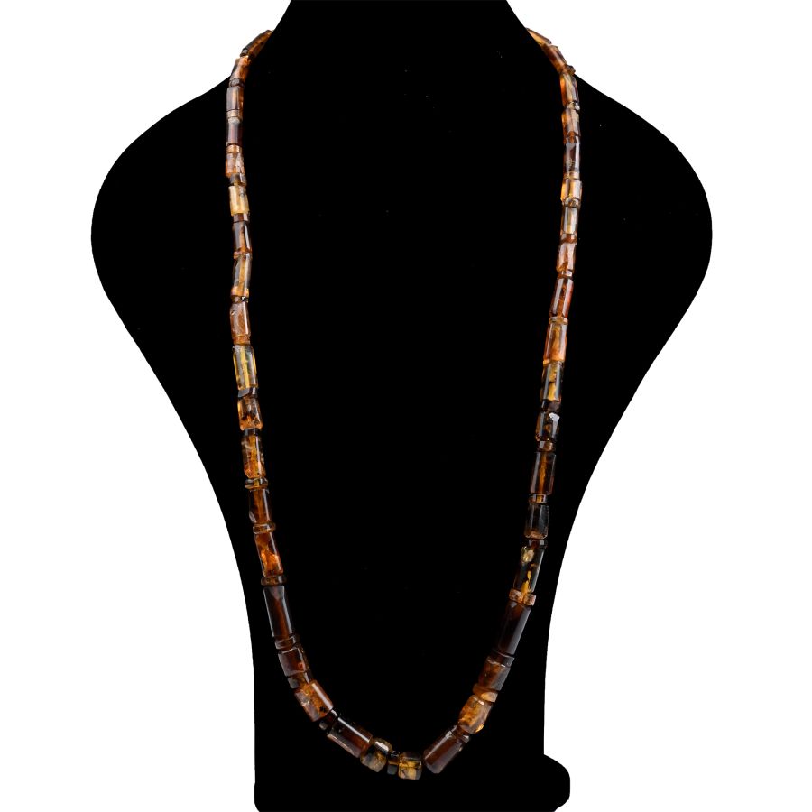 Mizoram Burmese Amber Bead Necklace with Natural Inclusions