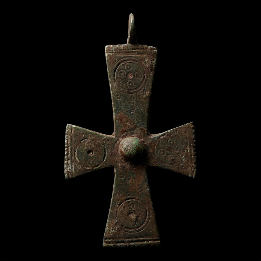 Byzantine Bronze Pectoral Cross Pendant