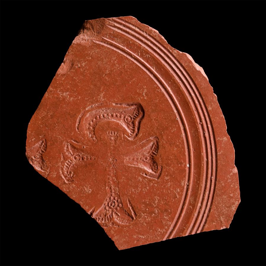 Roman Redware Plate Fragment with Chi Rho