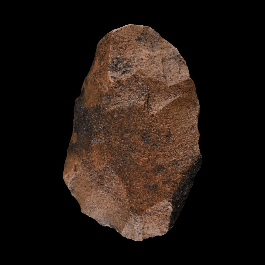 Acheulean Stone Age Dark Red Quartzite Handaxe Made by Homo Erectus