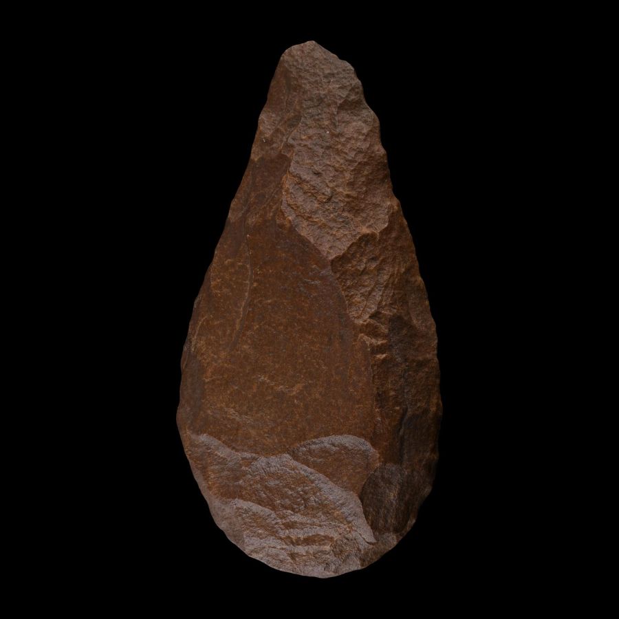 Superb Large Acheulean Stone Age Dark Red Quartzite Lanceolate Handaxe Made by Homo Erectus