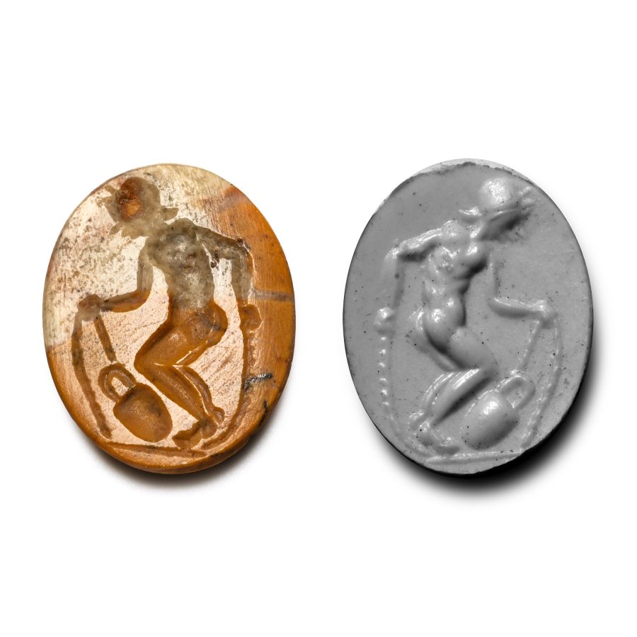 Roman Orange Jasper Gemstone with Nude Youth