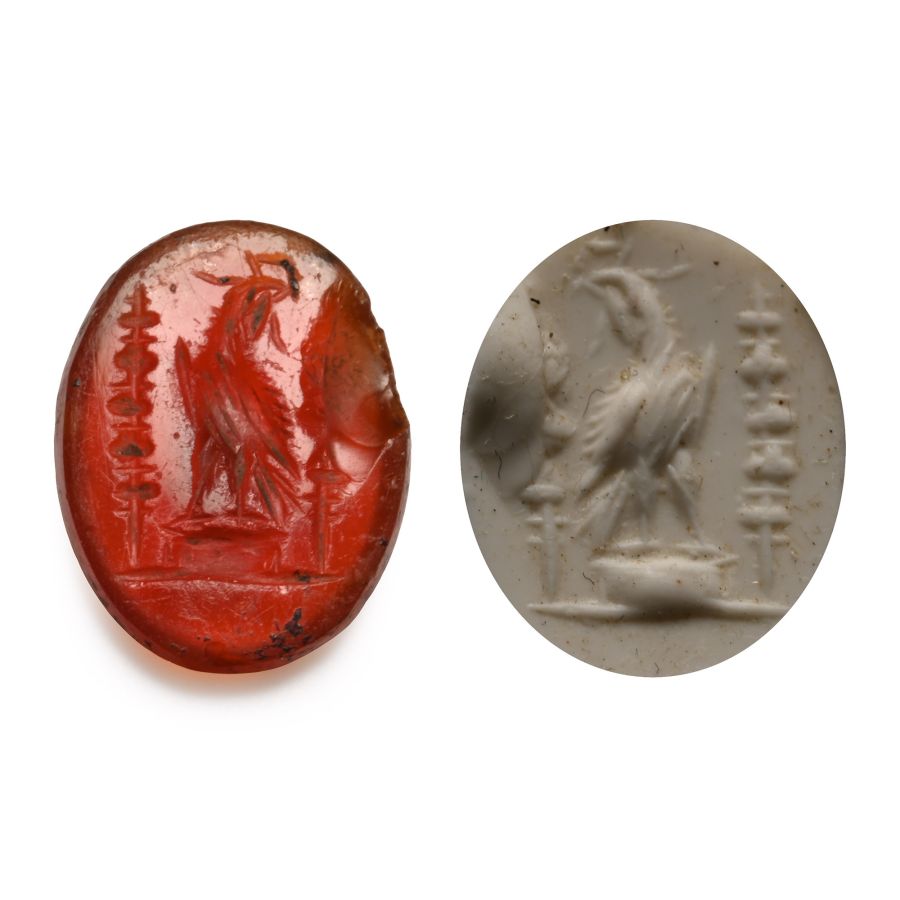 Roman Carnelian Gemstone with Eagle Between Standards
