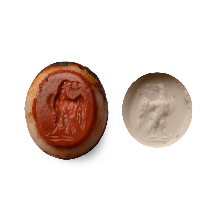 Roman Banded Agate Gemstone with Eagle