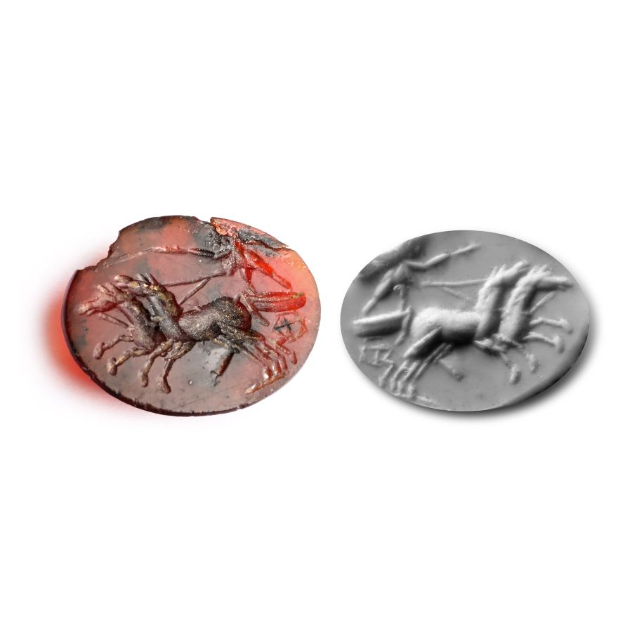 Roman Carnelian Gemstone with Biga