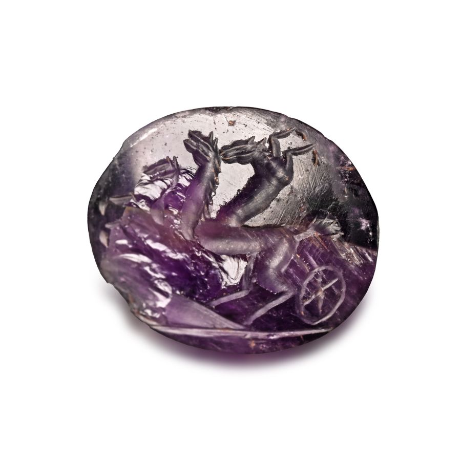 Roman Amethyst Gemstone with Quadriga