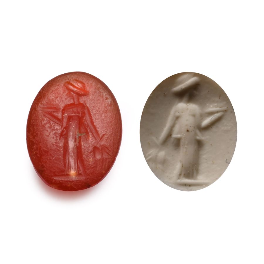 Roman Carnelian Gemstone with Standing Female