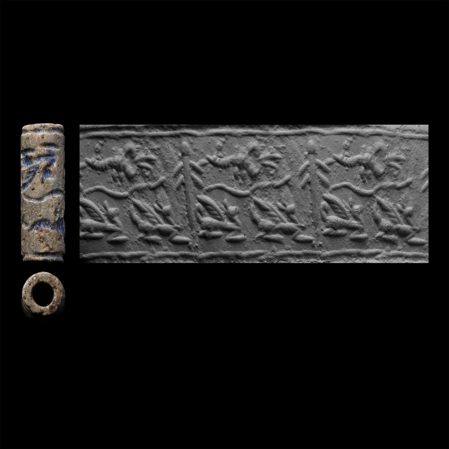 Western Asiatic Stone Cylinder Seal with Animals