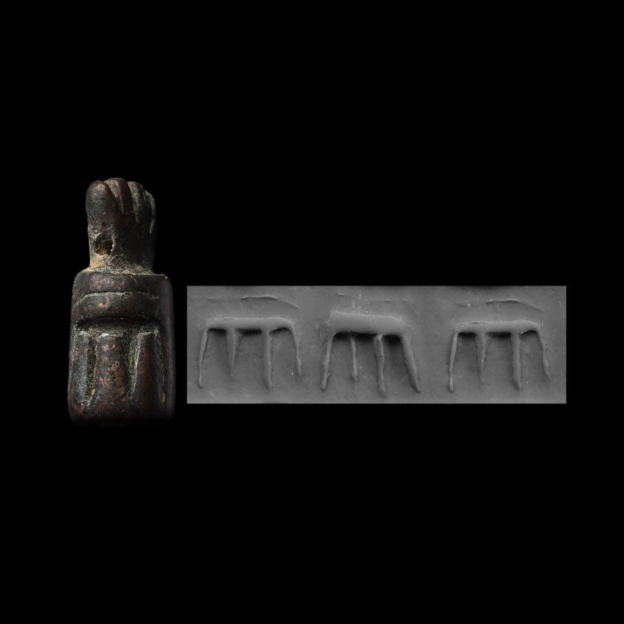 Western Asiatic Bronze Pendant Cylinder Seal