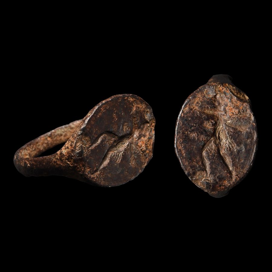 Large Greek Bronze Ring with Nike